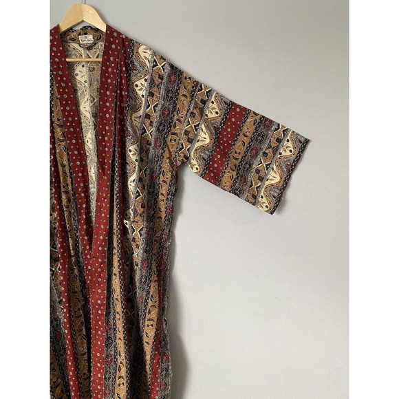 Vtg! Neiman Marcus Tie Waist Duster House Robe Size L/XL? Mix Media Print *FLAW* - Picture 5 of 8